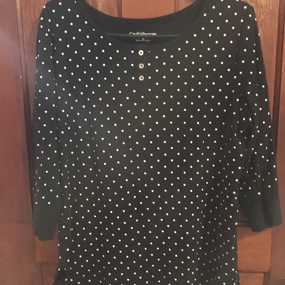 Croft and Barrow black and white polka dot top